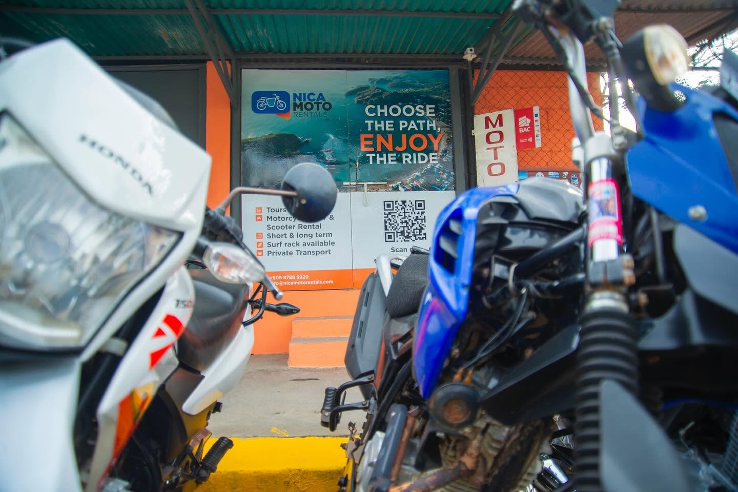 Nica Moto Rentals shop entrance — Choose the path, enjoy the ride